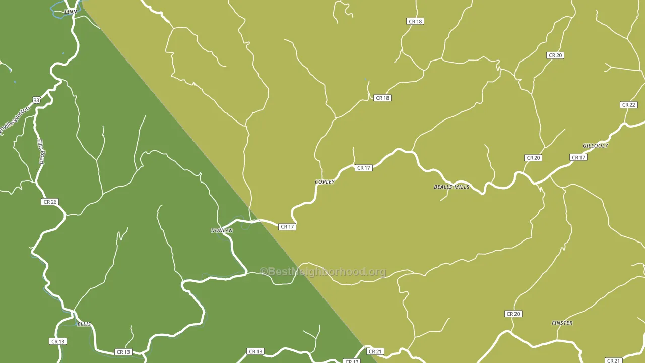 Copley, WV block-group voter-turnout map