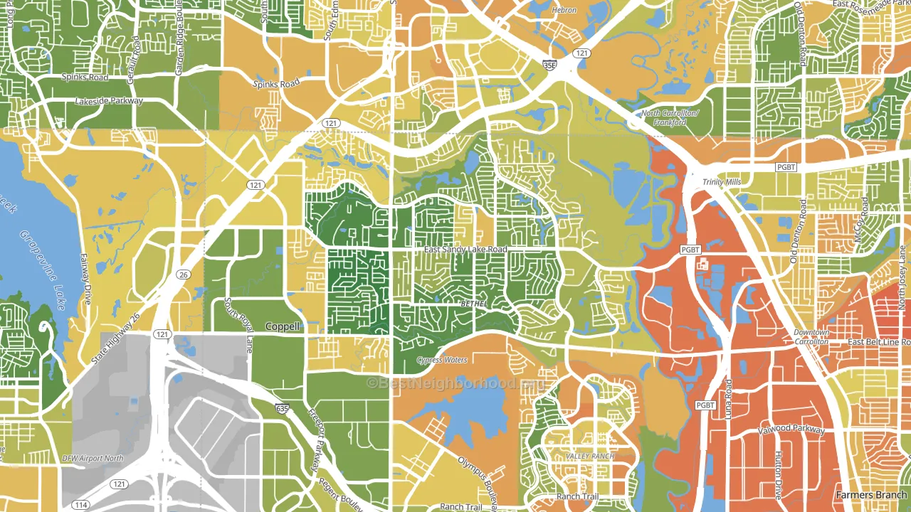 Coppell, TX block-group voter-turnout map