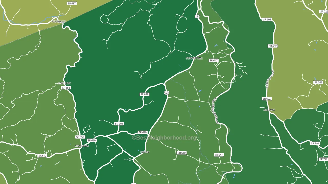 Copper Hill, VA block-group voter-turnout map