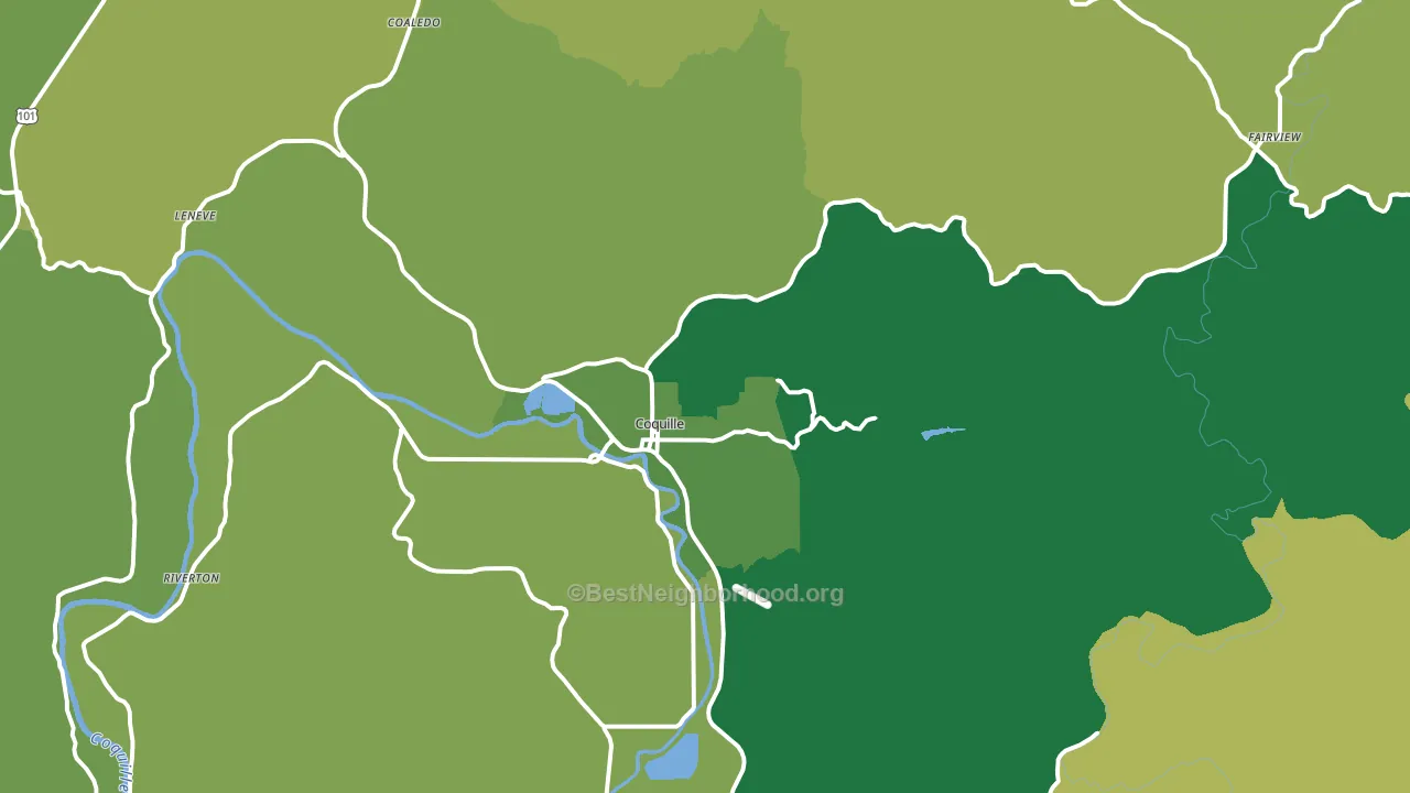 Coquille, OR block-group voter-turnout map