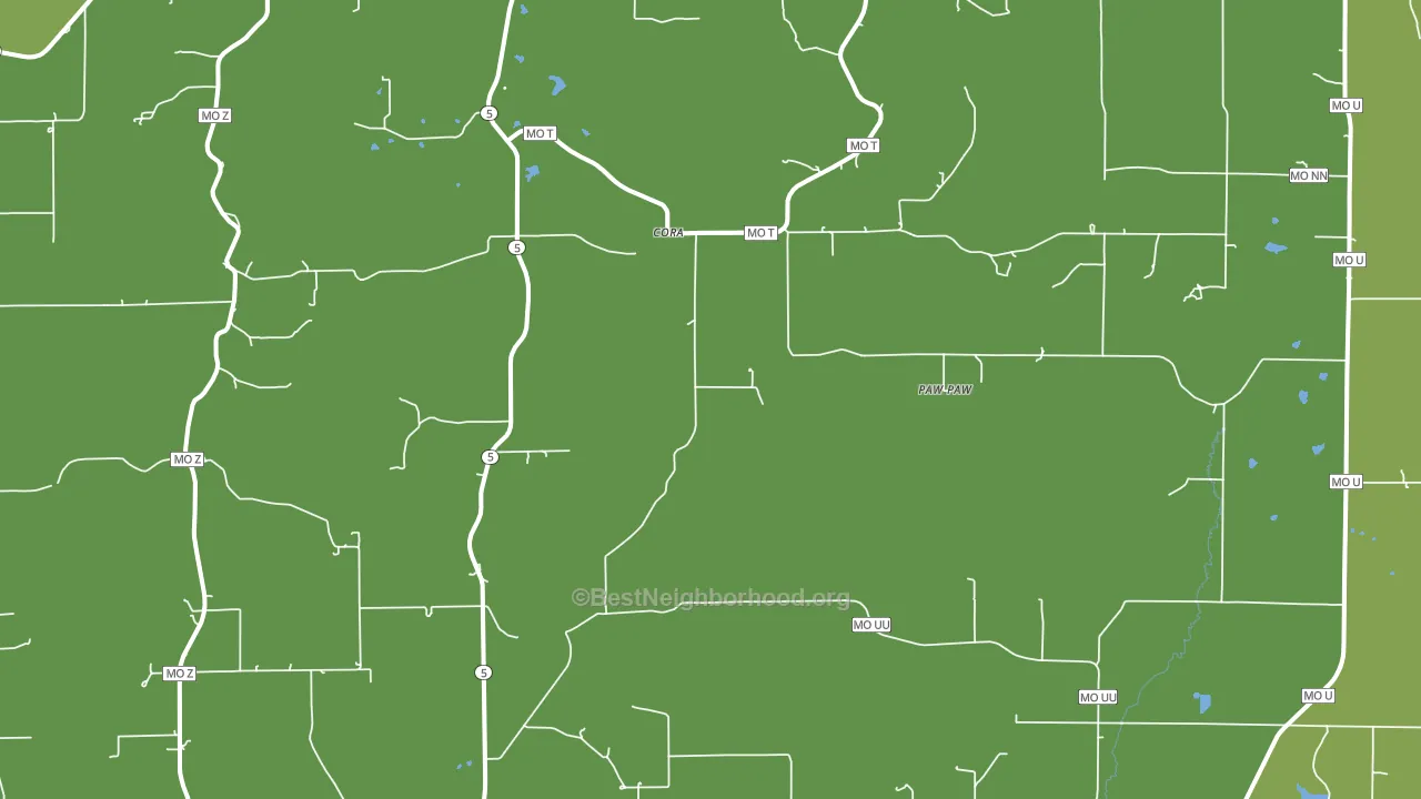 Cora, MO block-group voter-turnout map