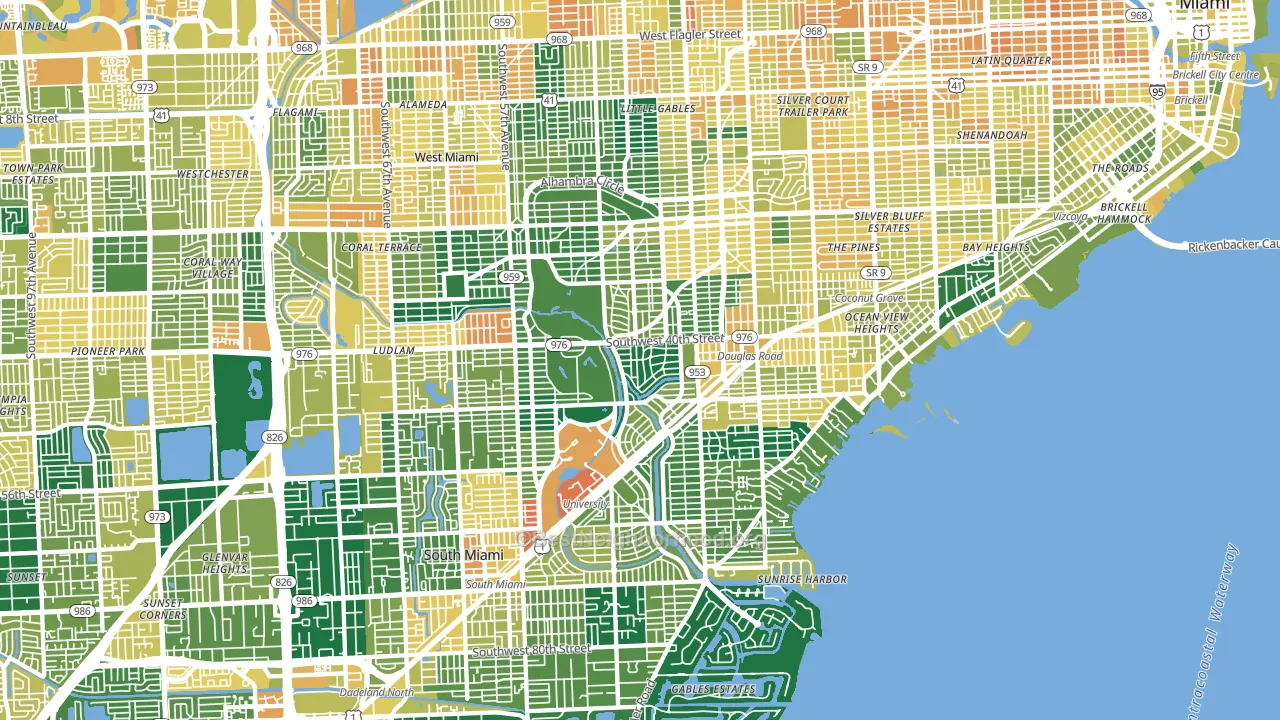 Coral Gables, FL block-group voter-turnout map
