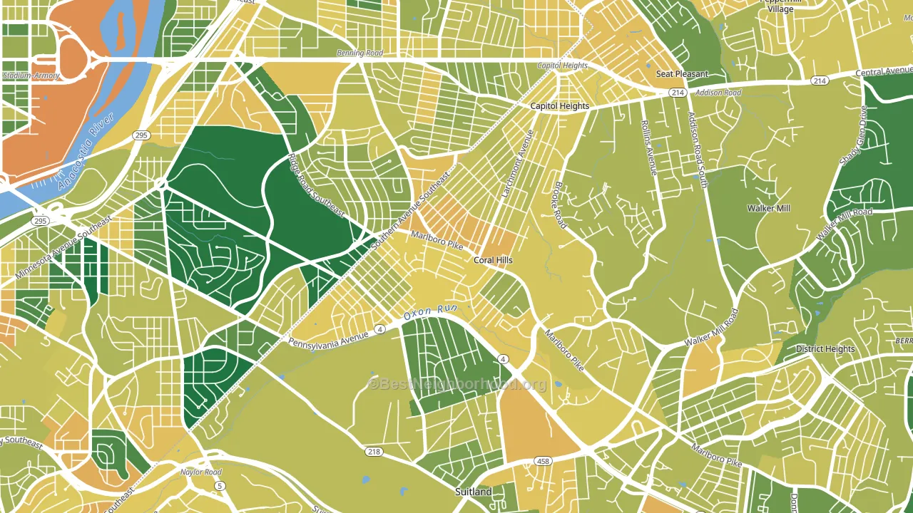 Coral Hills, MD block-group voter-turnout map