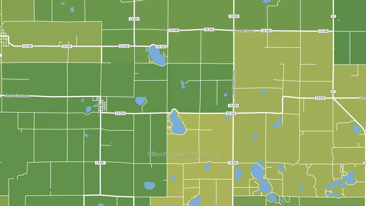 Coral, MI block-group voter-turnout map