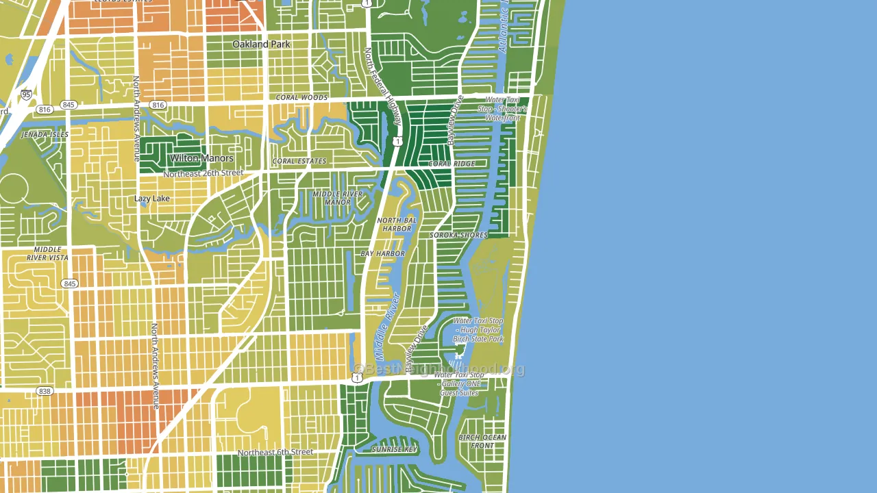 Coral Ridge, Fort Lauderdale, FL block-group voter-turnout map