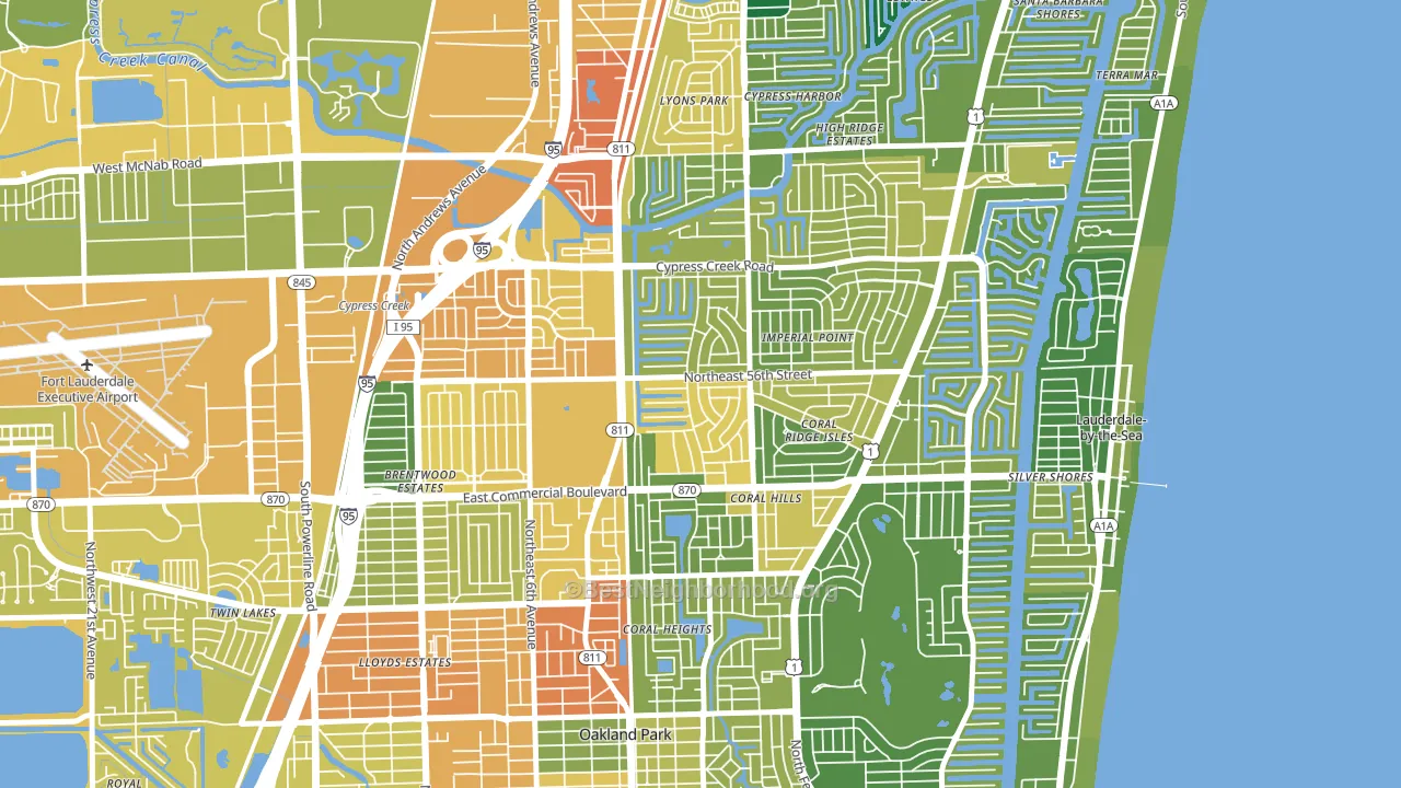 Coral Ridge Isles, Fort Lauderdale, FL block-group voter-turnout map