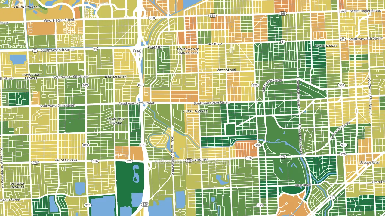 Coral Terrace, FL block-group voter-turnout map