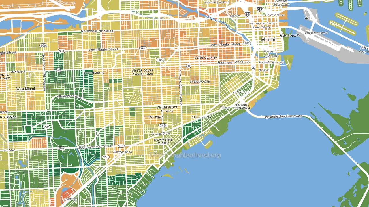 Coral Way, Miami, FL block-group voter-turnout map
