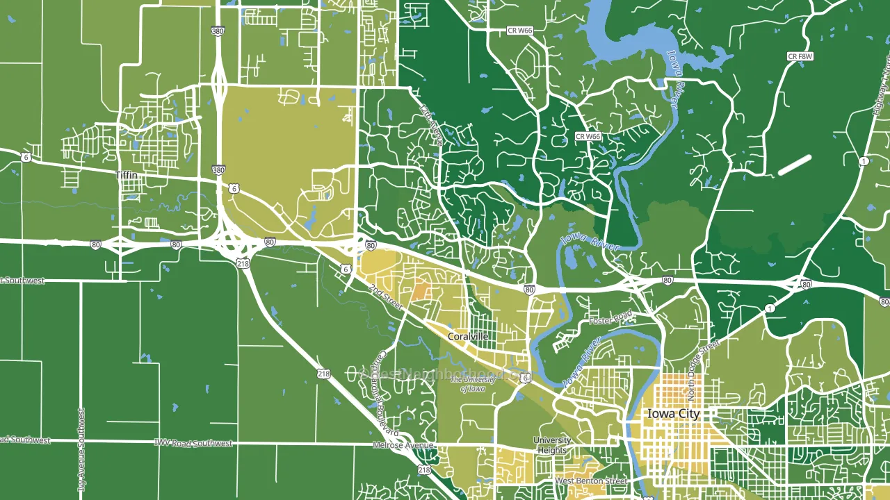 Coralville, IA block-group voter-turnout map