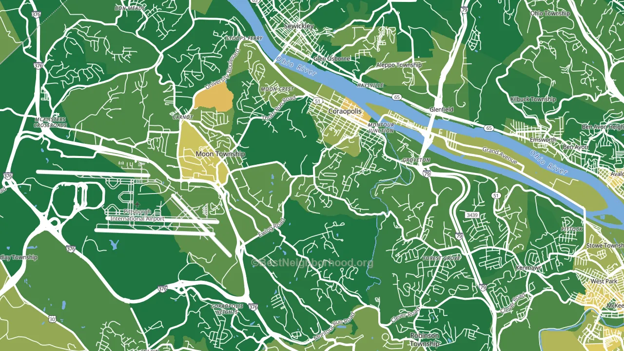 Coraopolis, PA block-group voter-turnout map