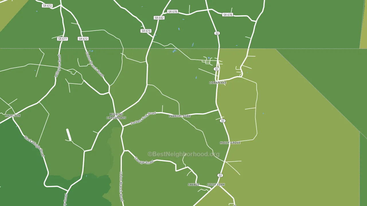 Corapeake, NC block-group voter-turnout map