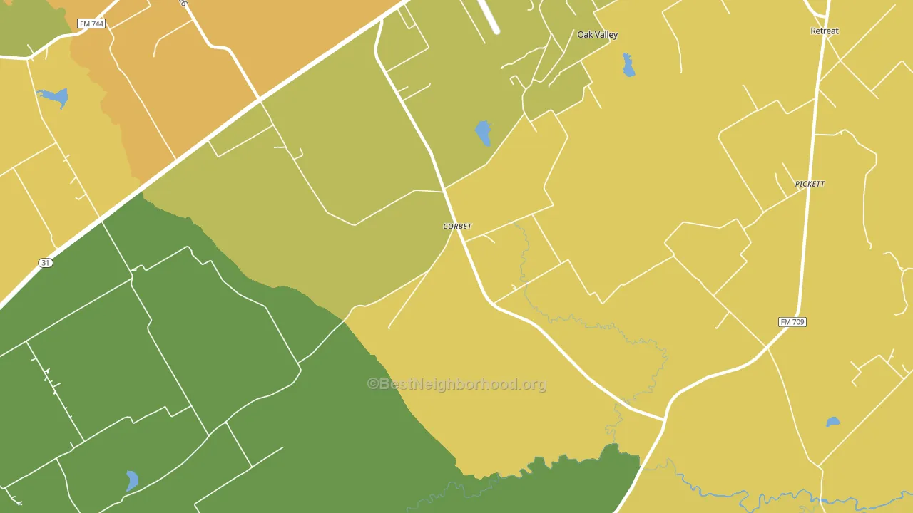 Corbet, TX block-group voter-turnout map