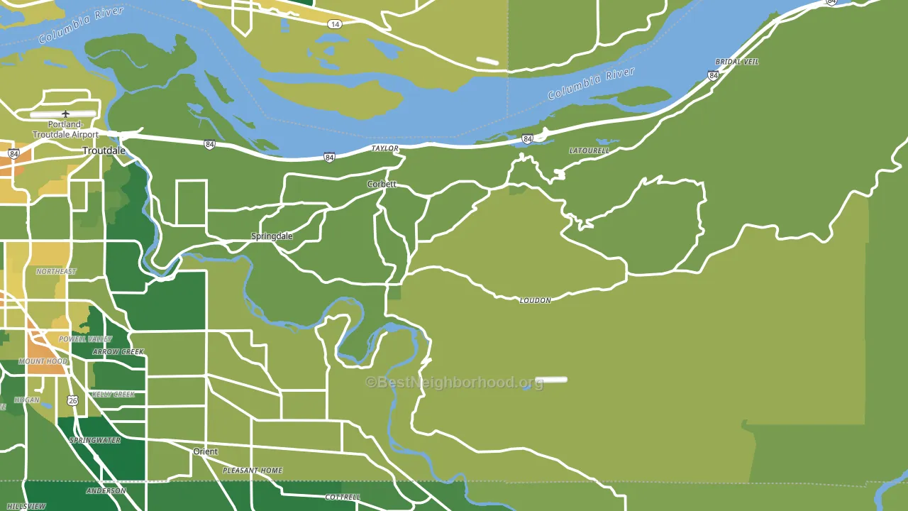 Corbett, OR block-group voter-turnout map