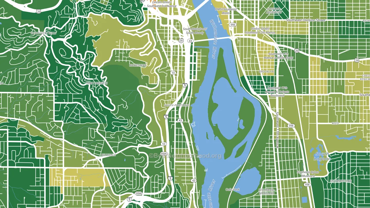 Corbett-Terwilliger-Lair Hill, Portland, OR block-group voter-turnout map