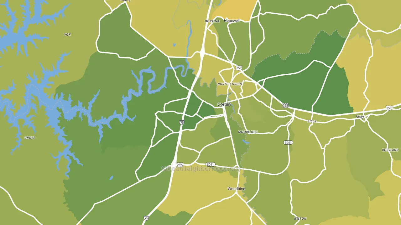 Corbin, KY block-group voter-turnout map