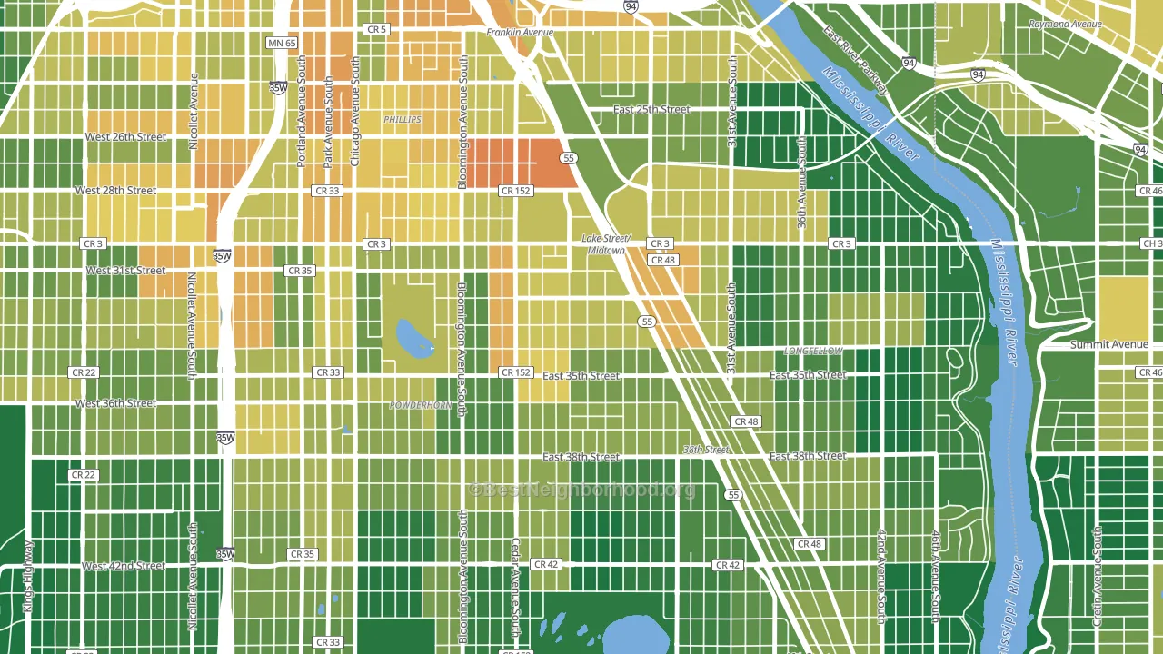 Corcoran, Minneapolis, MN block-group voter-turnout map