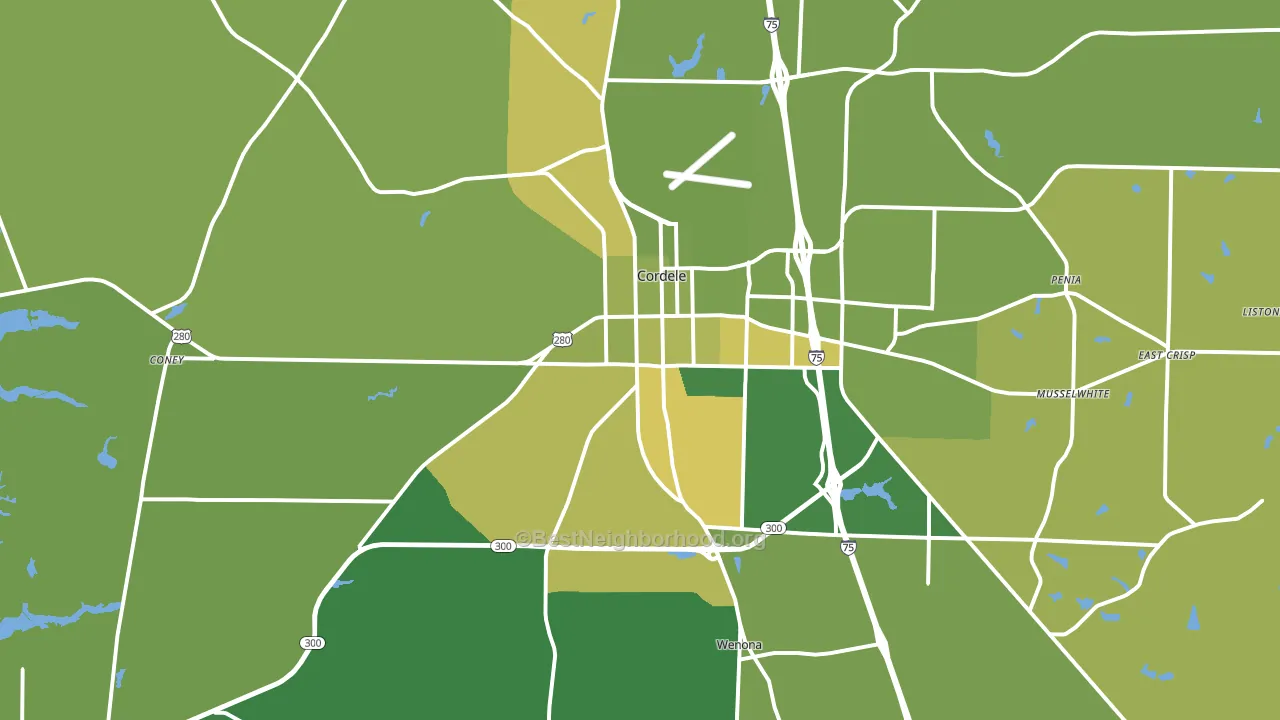 Cordele, GA block-group voter-turnout map