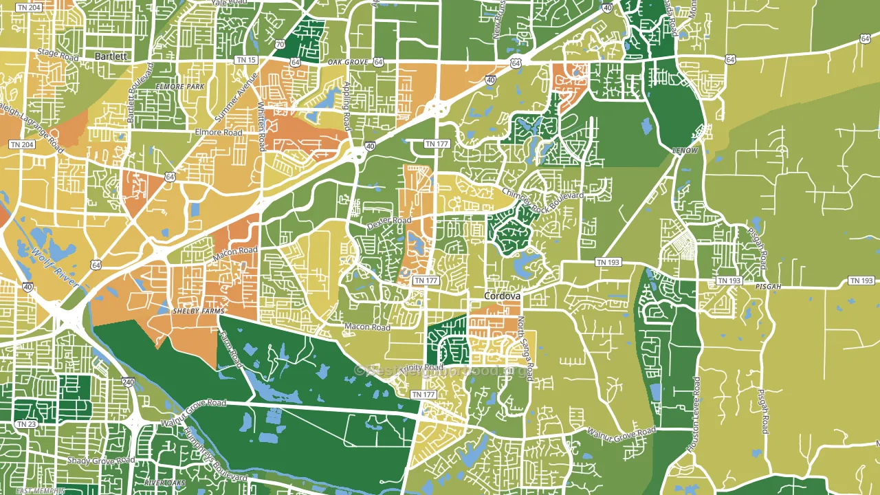 Cordova-Appling, Cordova, TN block-group voter-turnout map