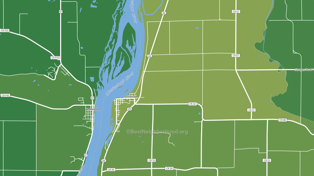 Cordova, IL block-group voter-turnout map