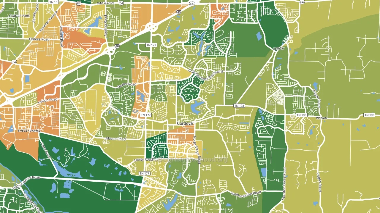 Cordova, TN block-group voter-turnout map