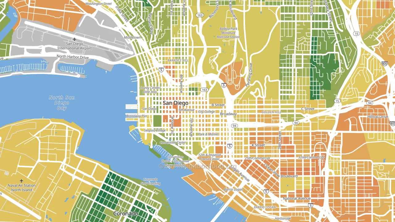 Core, San Diego, CA block-group voter-turnout map