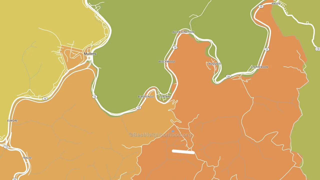 Corinne, WV block-group voter-turnout map
