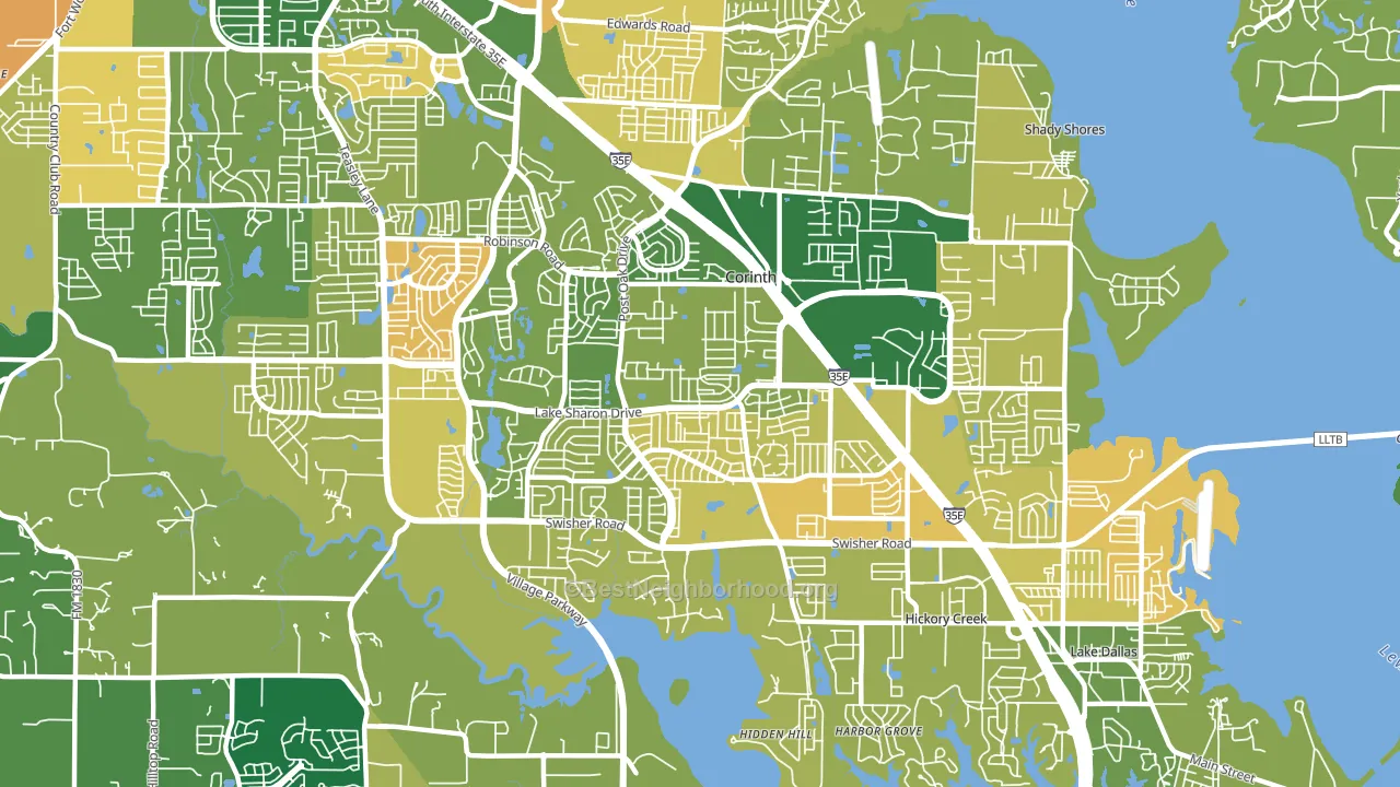 Corinth, TX block-group voter-turnout map
