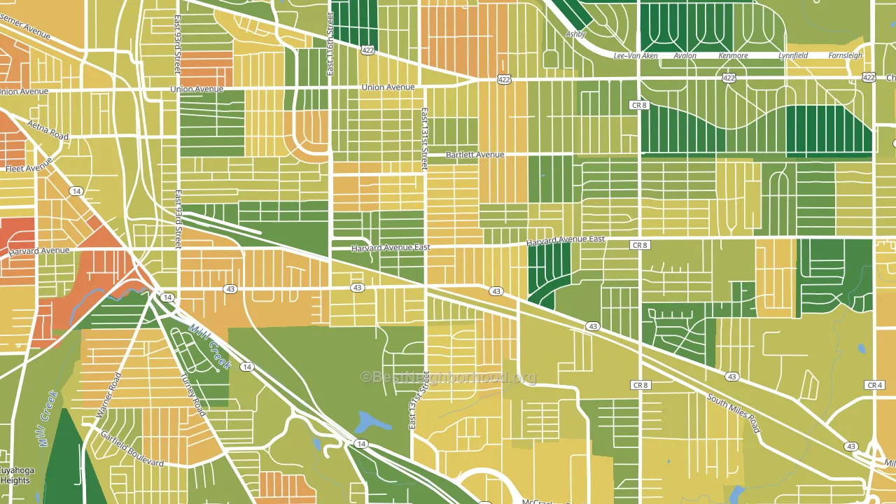 Corlett, Cleveland, OH block-group voter-turnout map