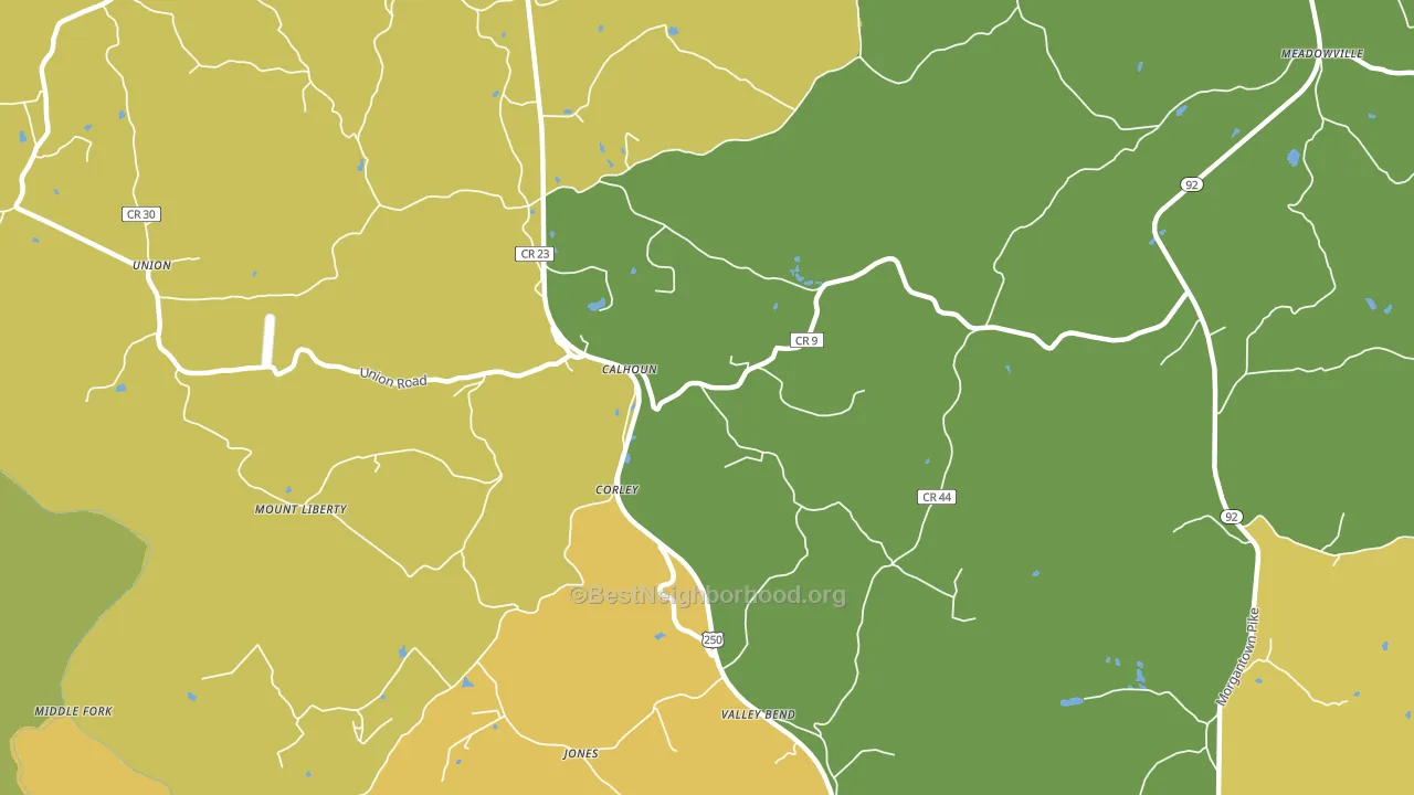 Corley, WV block-group voter-turnout map