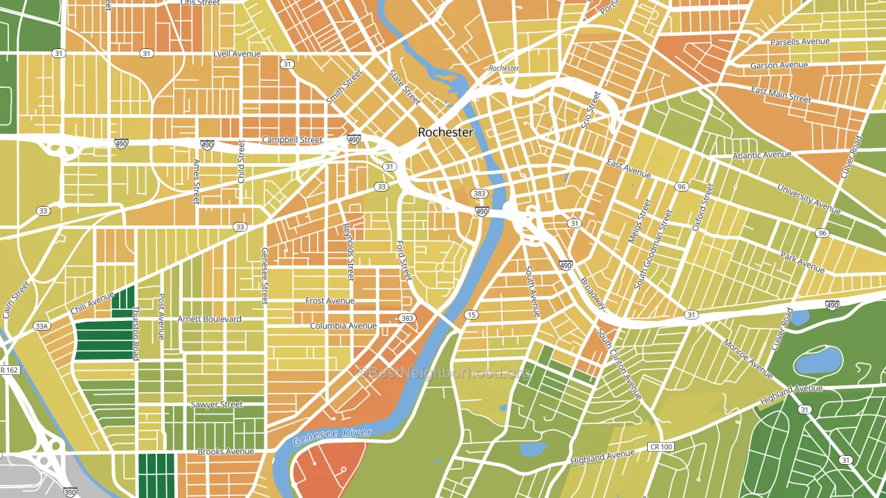 Corn Hill, Rochester, NY block-group voter-turnout map