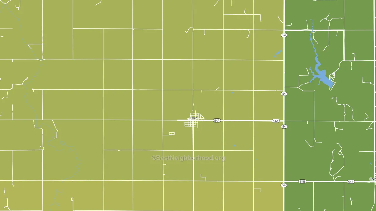 Corn, OK block-group voter-turnout map