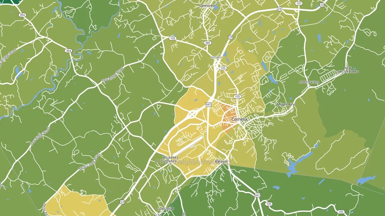 Cornelia, GA block-group voter-turnout map