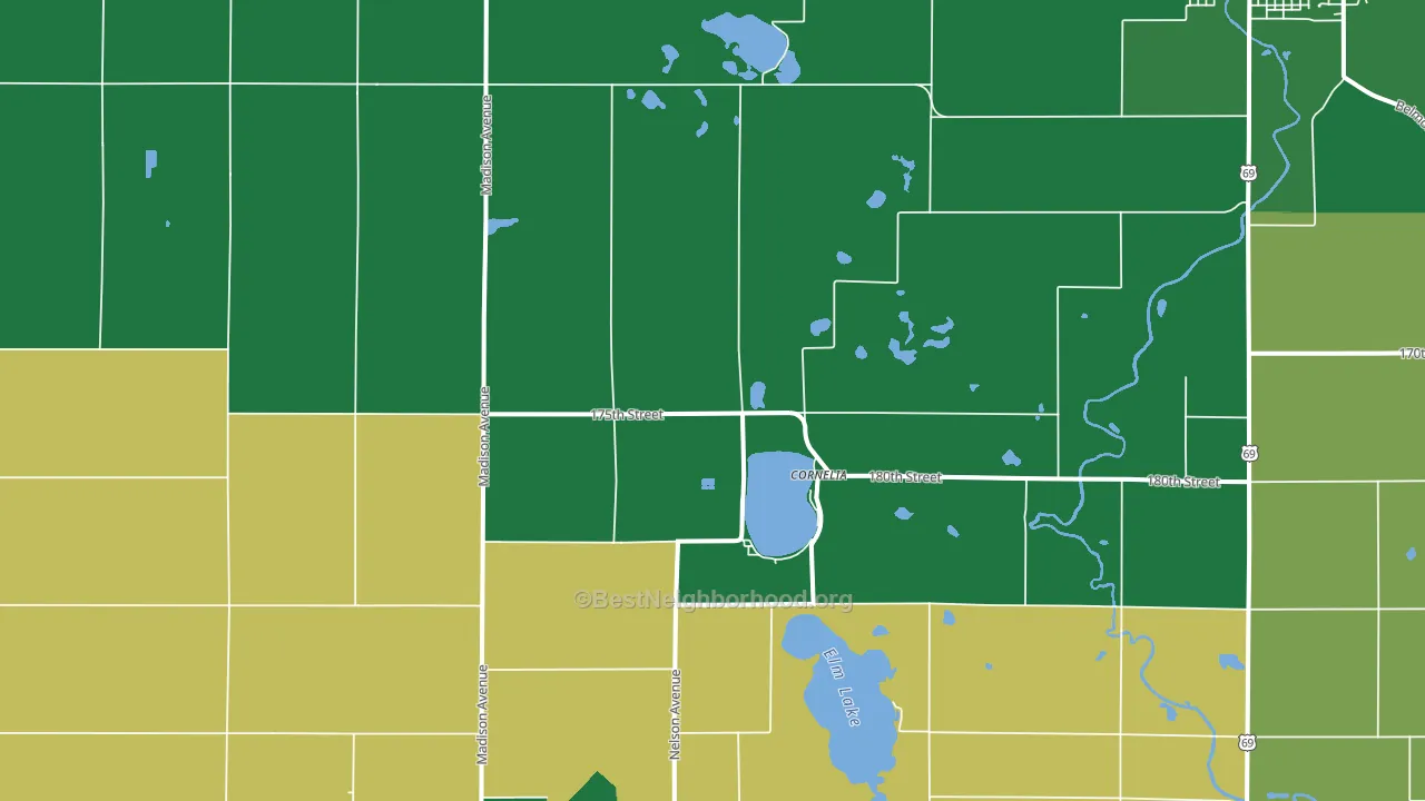 Cornelia, IA block-group voter-turnout map