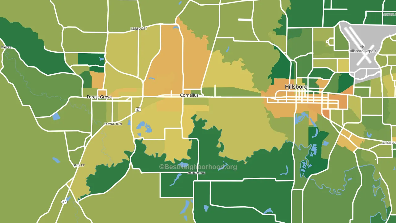 Cornelius, OR block-group voter-turnout map