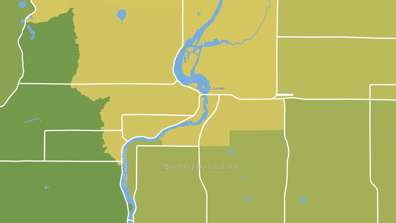 Cornell, WI block-group voter-turnout map