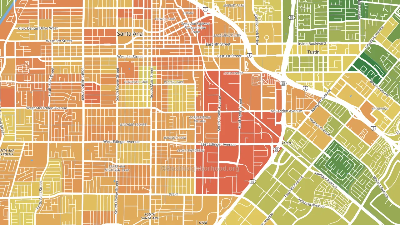 Cornerstone Village, Santa Ana, CA block-group voter-turnout map