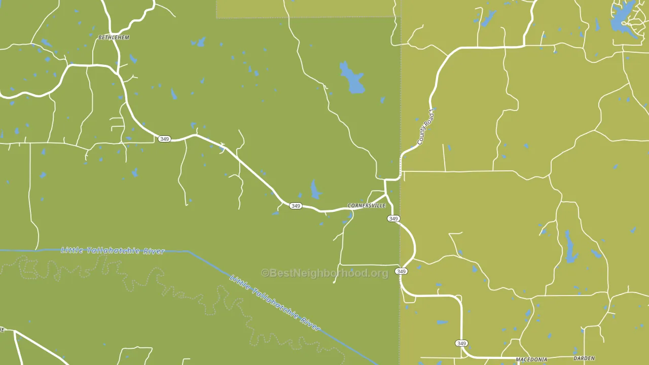 Cornersville, MS block-group voter-turnout map