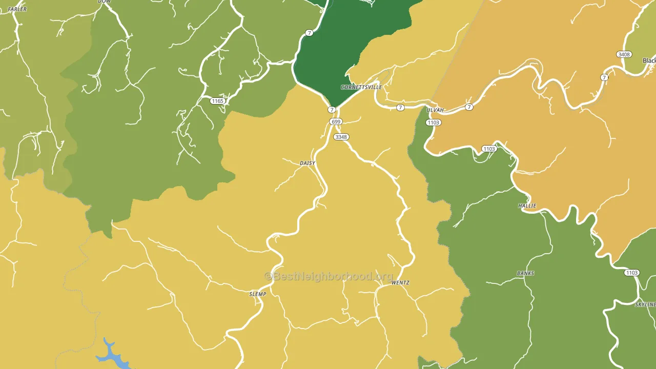 Cornettsville, KY block-group voter-turnout map
