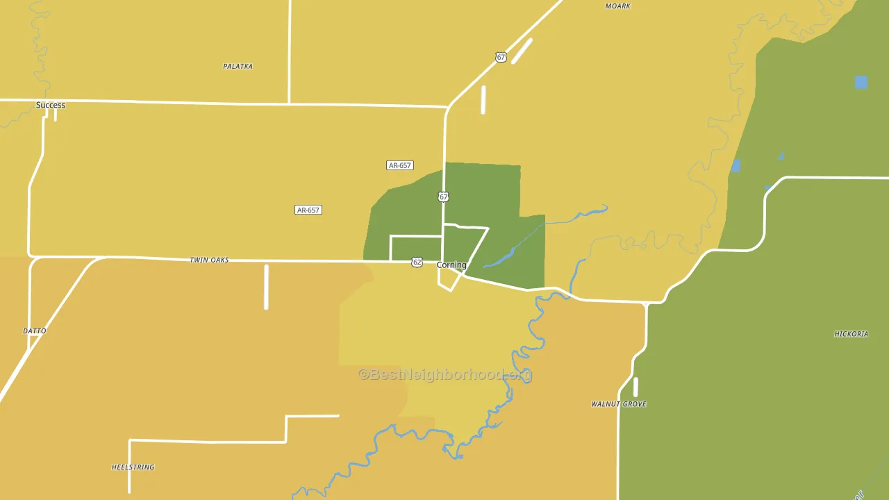 Corning, AR block-group voter-turnout map