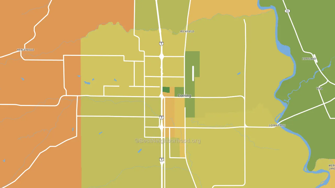 Corning, CA block-group voter-turnout map