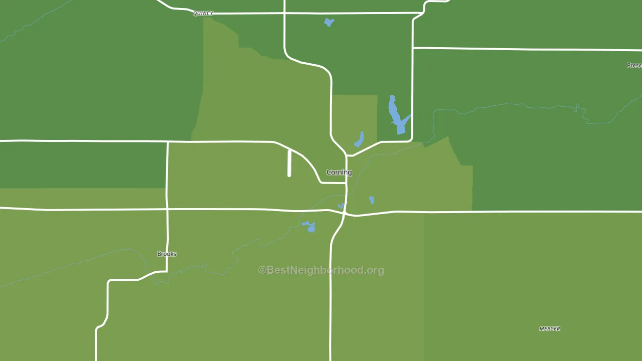 Corning, IA block-group voter-turnout map