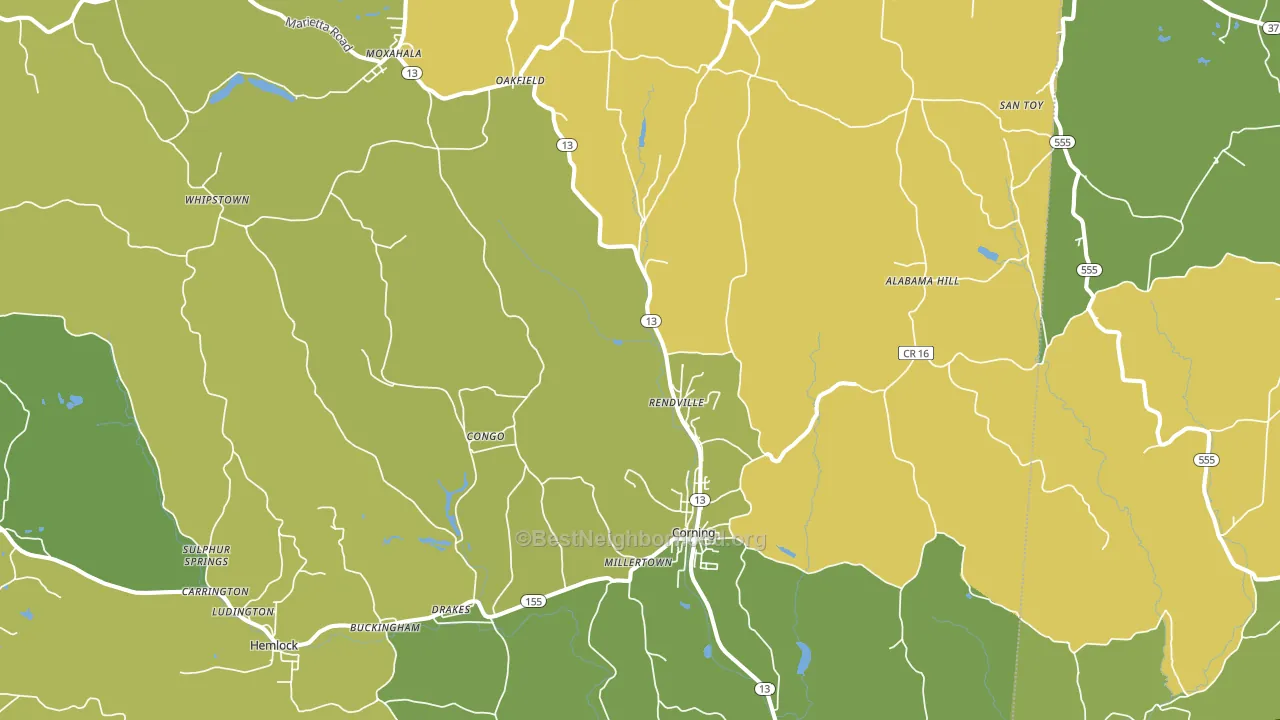 Corning, OH block-group voter-turnout map
