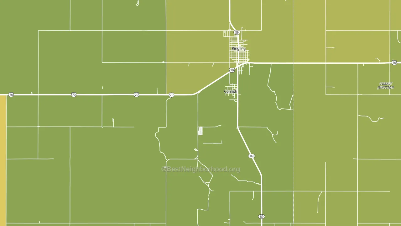 Cornish, OK block-group voter-turnout map