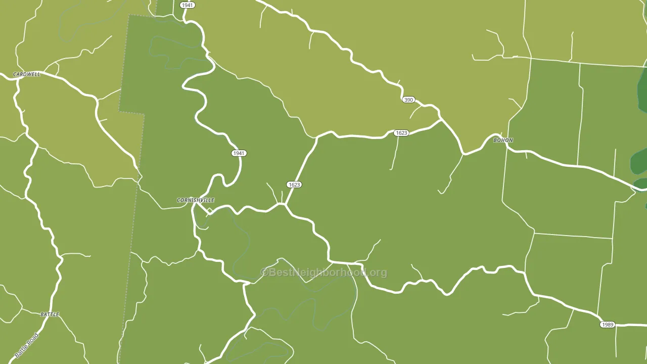 Cornishville, KY block-group voter-turnout map