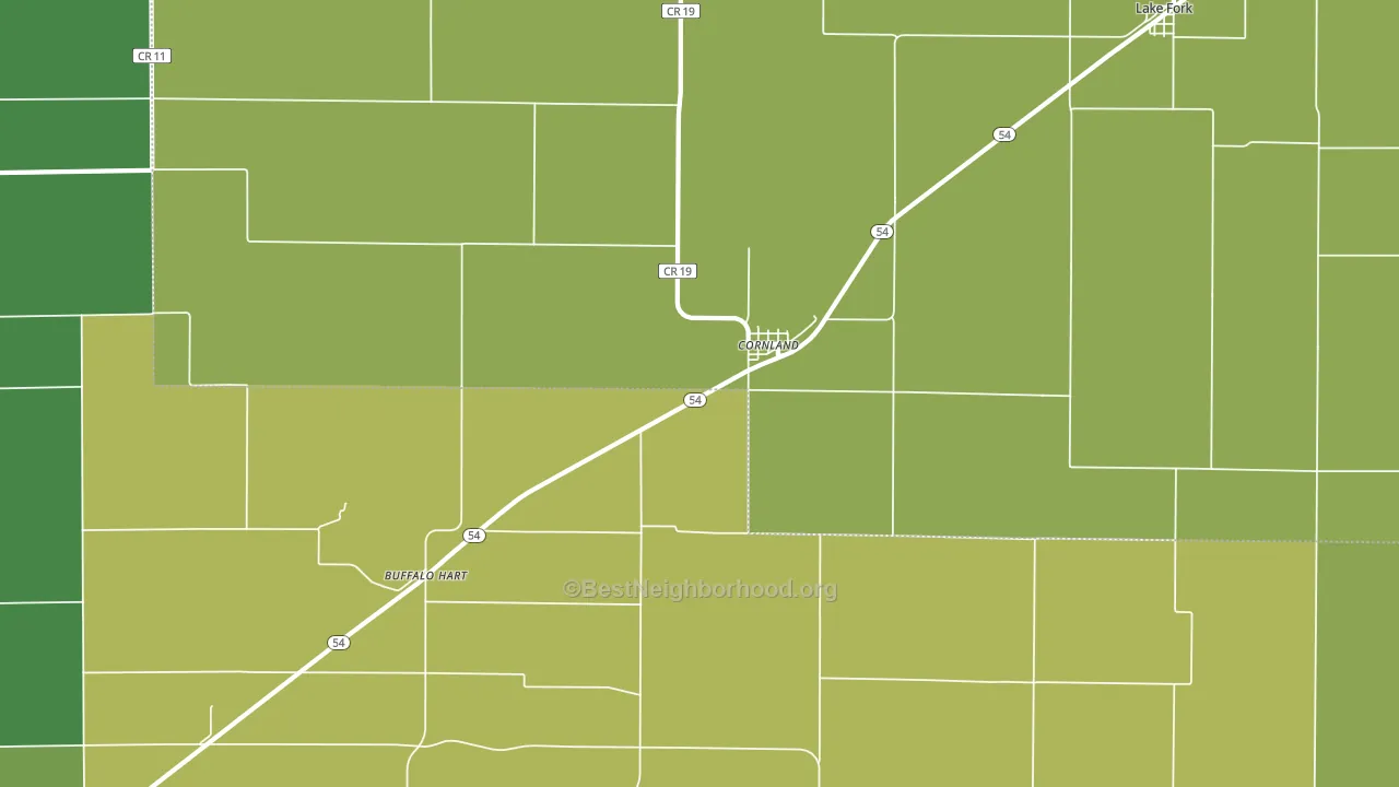 Cornland, IL block-group voter-turnout map