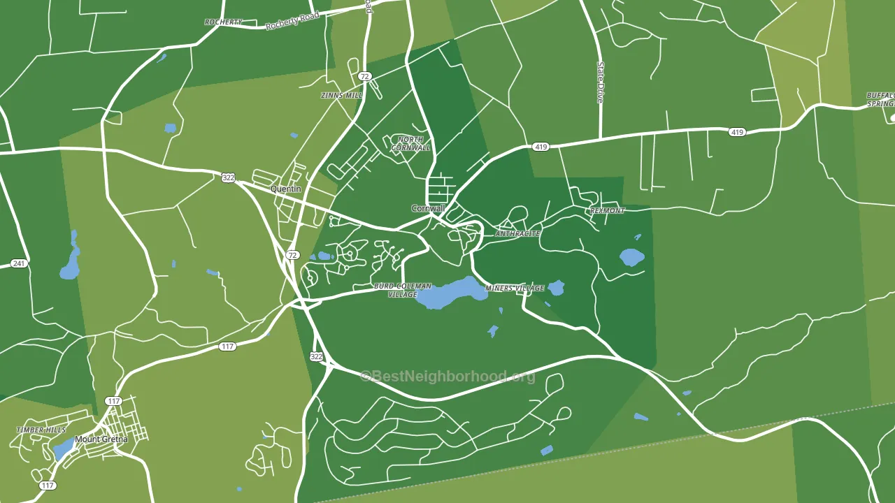 Cornwall, PA block-group voter-turnout map