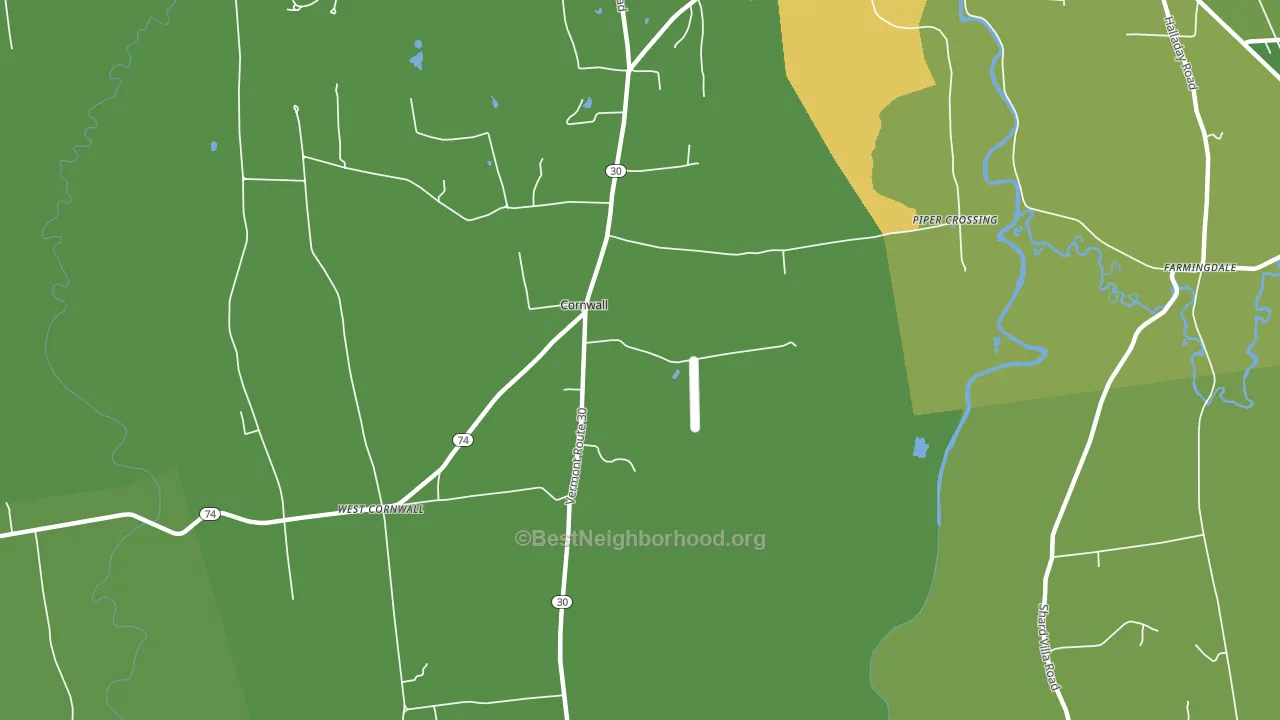 Cornwall, VT block-group voter-turnout map