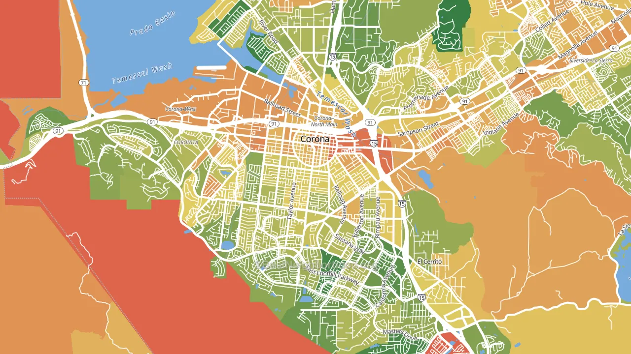 Corona, CA block-group voter-turnout map