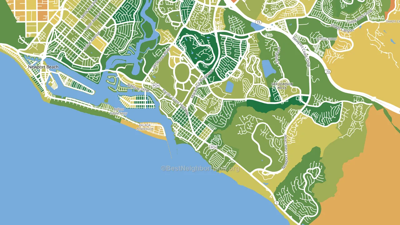 Corona Del Mar, CA block-group voter-turnout map