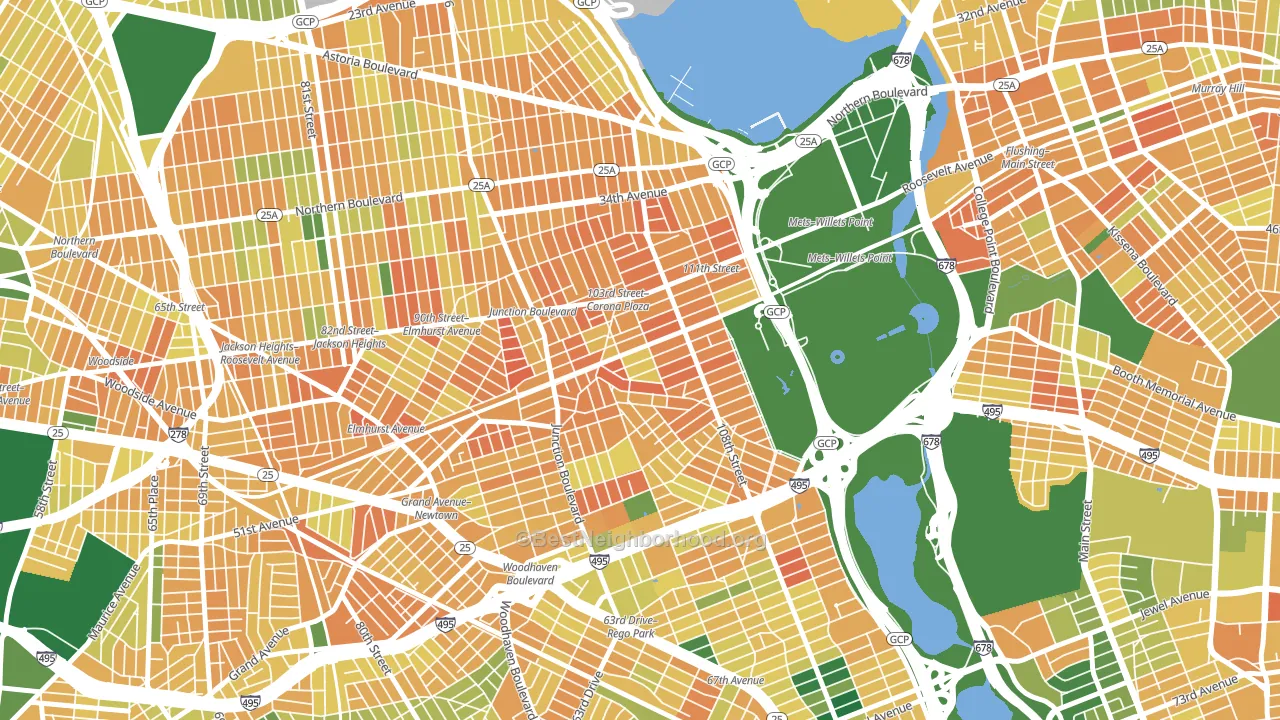 Corona, Queens, NY block-group voter-turnout map